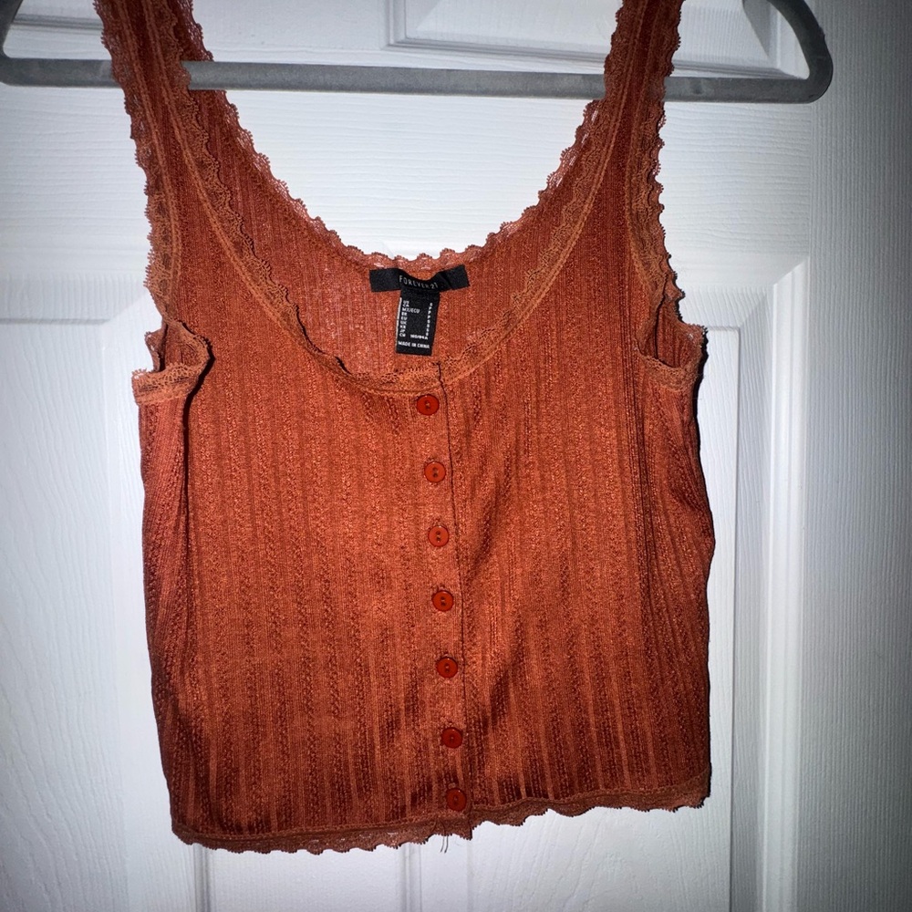 Women’s Forever 21 Orange Ribbed Sleeveless Tank Top